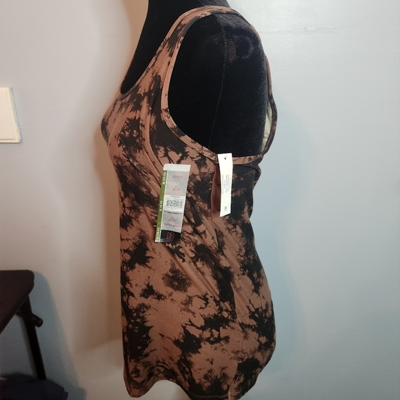 No Boundaries Size XL(15-17) Black/Brown Camo Top Fitted Scoop Tank Tie Dye - Picture 2 of 7